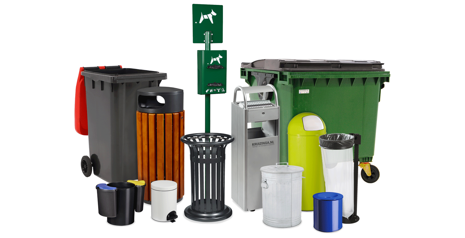 Bekijk ons grote assortiment afvalbakken, afvalcontainers en reinigingsproducten bij Kruizinga