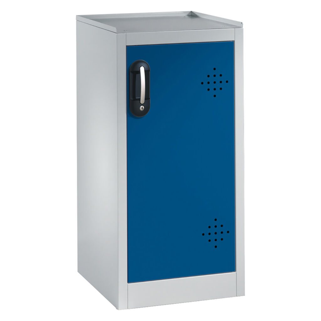 Armoire de sûreté avec 1 porte coulissante avec perforation d’aération et 2 bacs de rétention