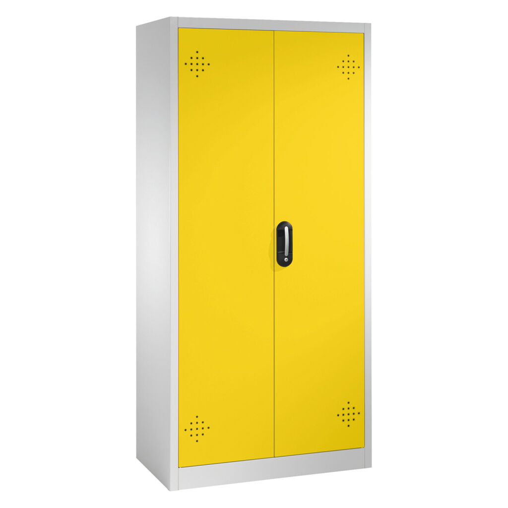 Armoire de sûreté avec 2 porte coulissante avec perforation d’aération et 4 bacs de rétention