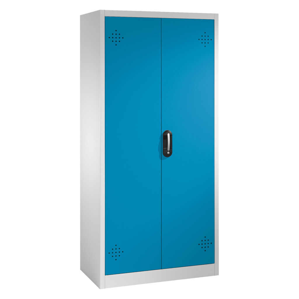 Armoire de sûreté avec 2 porte coulissante avec perforation d’aération et 4 bacs de rétention