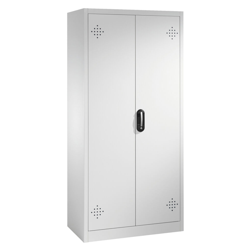 Armoire de sûreté avec 2 porte coulissante avec perforation d’aération et 4 bacs de rétention