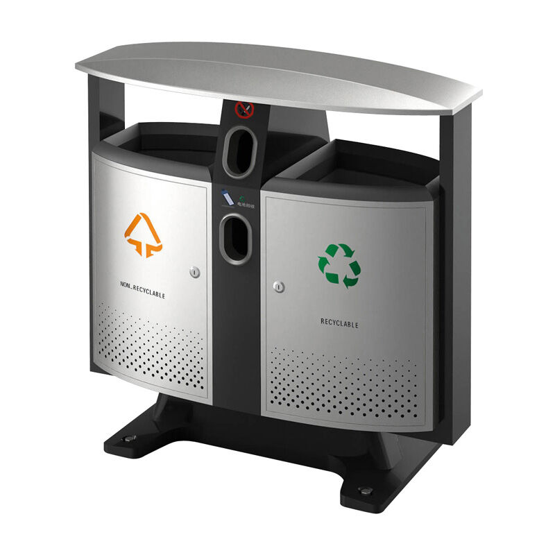 Free-standing outdoor waste bin steel waste pin with galvanized inner tray