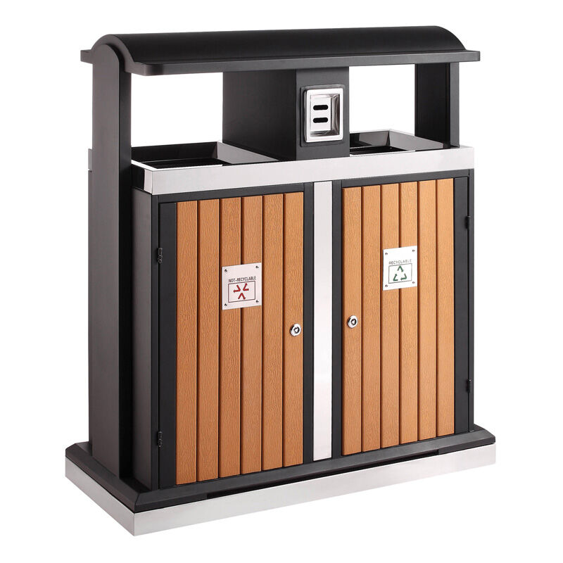 Free-standing outdoor waste bin steel waste pin with galvanized inner tray