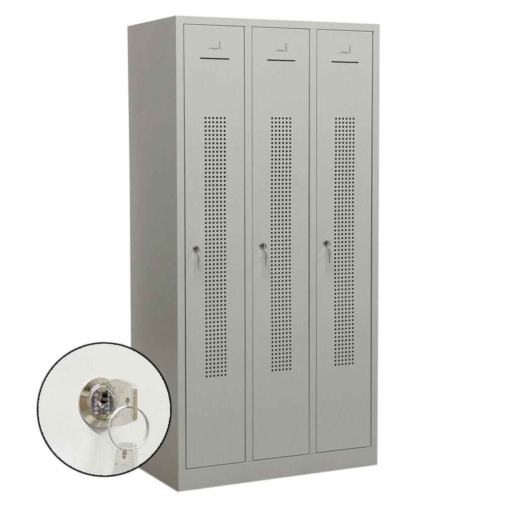 Locker cabinet wardrobe 3 doors (cylinder lock)
