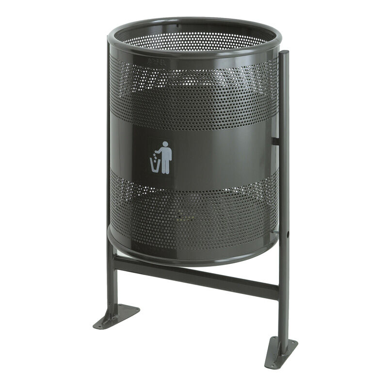 Free-standing outdoor waste bin steel waste pin walls perforated / floor closed