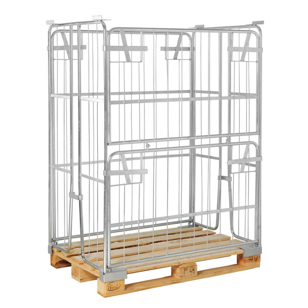 Pallet stacking frames foldable construction stackable 1 flap at 1 long side