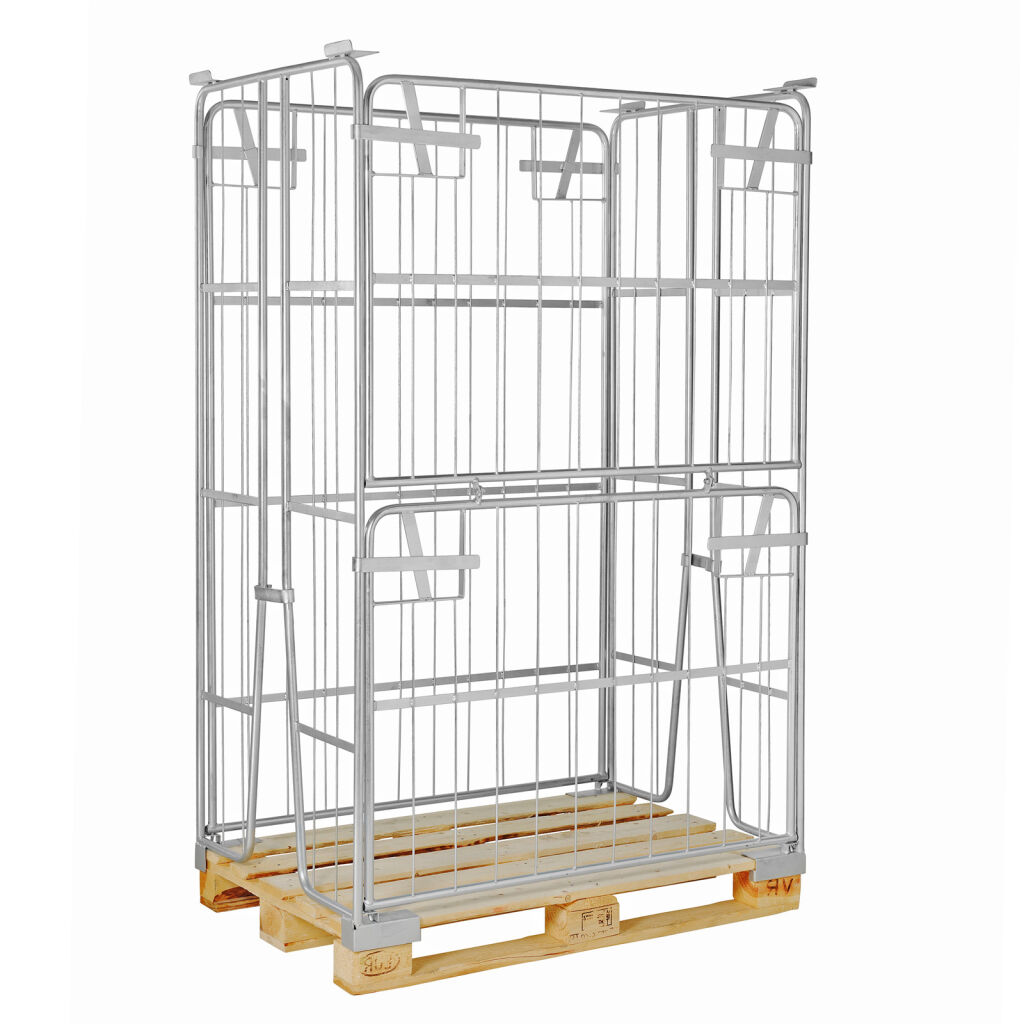 Rehausse palette Construction rabattables empilables 1 clapet en 1 côté longue