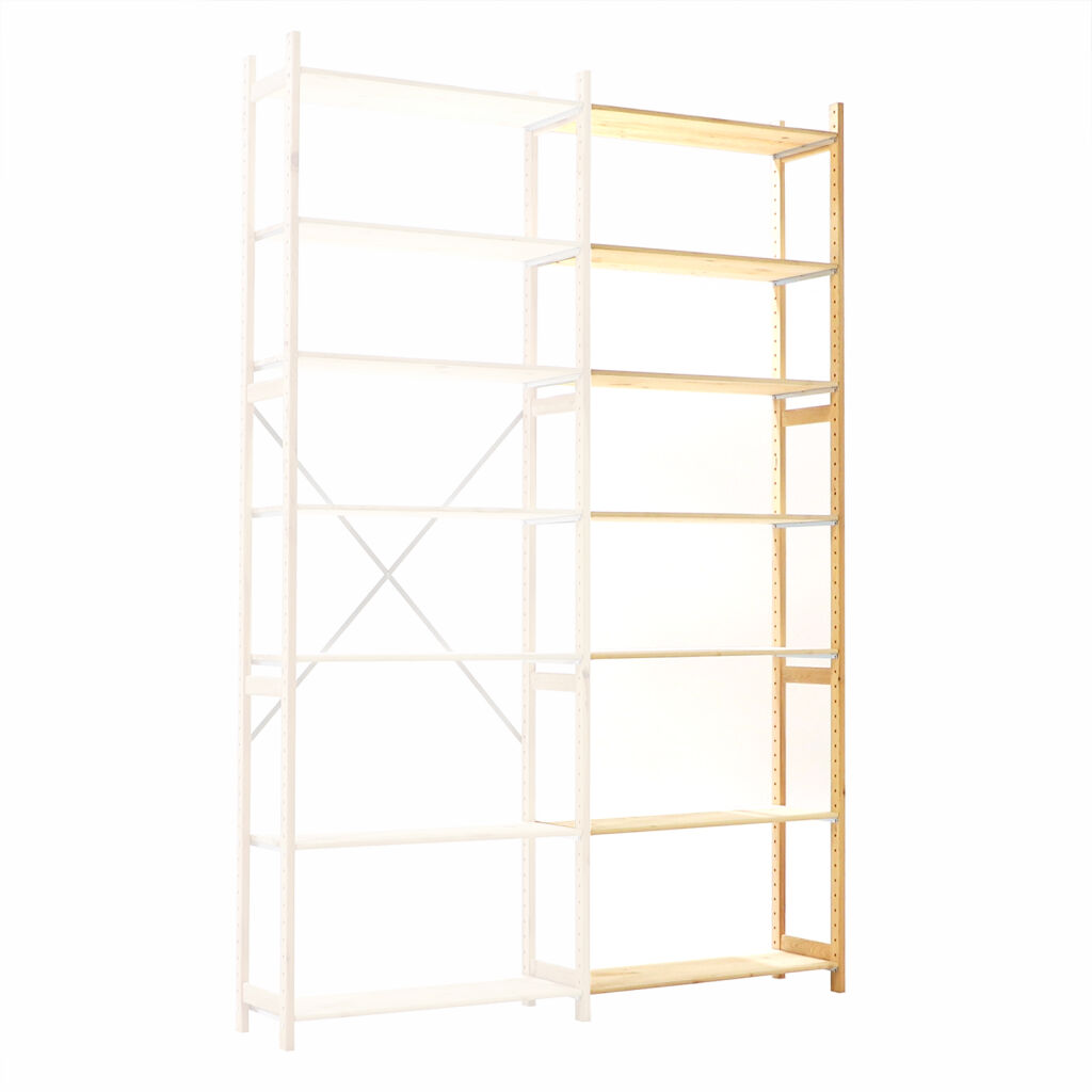 Houten stellingen aanbouwsectie
