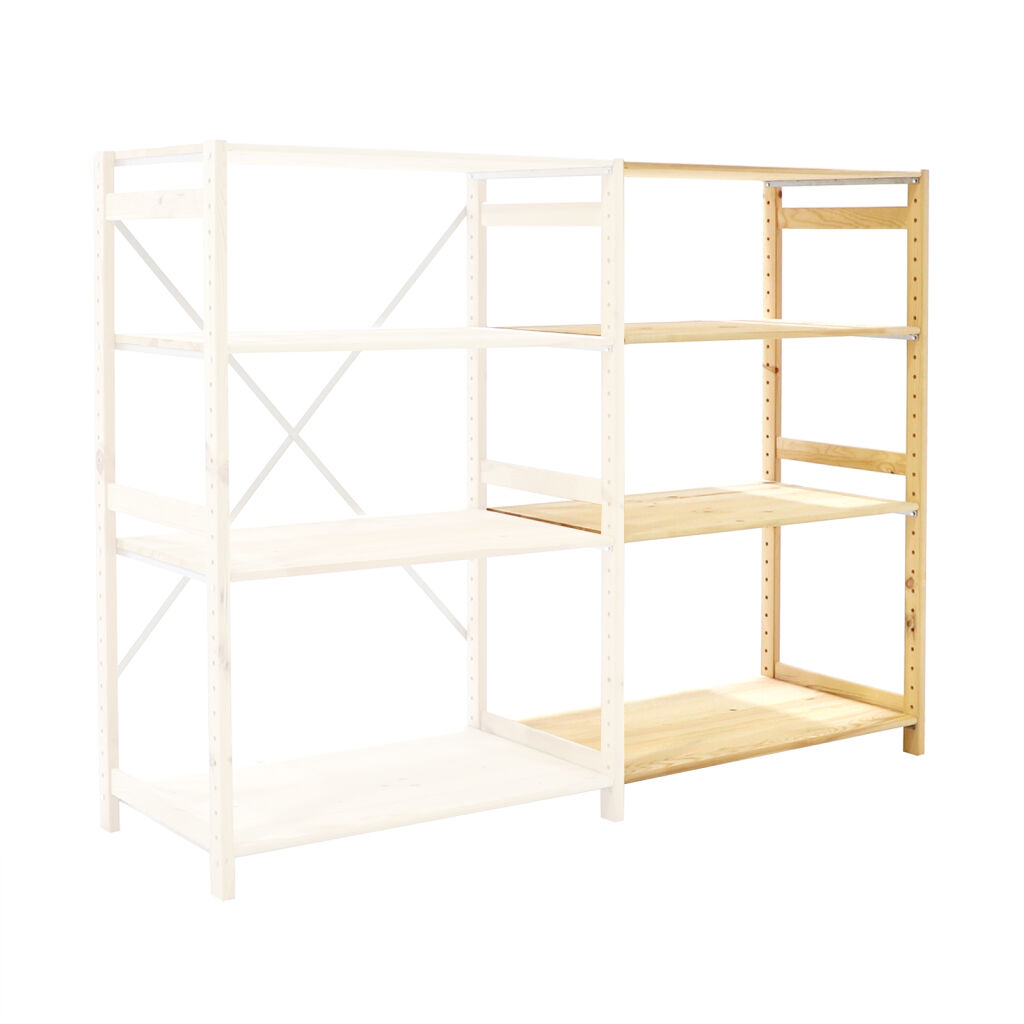 Houten stellingen aanbouwsectie
