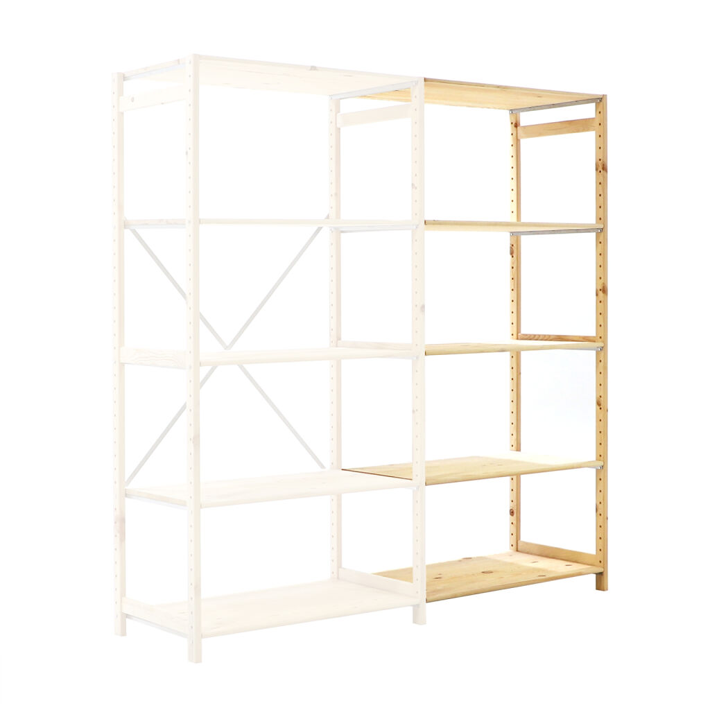 Houten stellingen aanbouwsectie