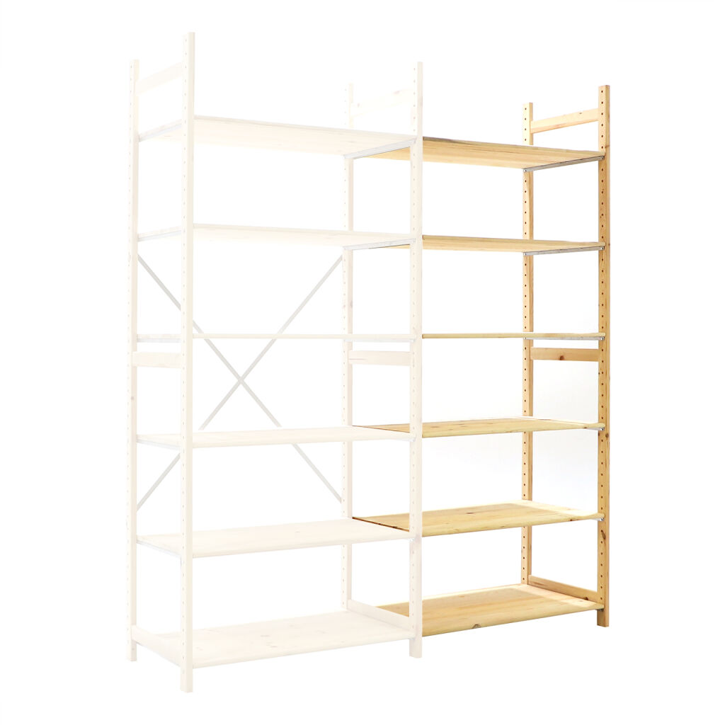 Houten stellingen aanbouwsectie