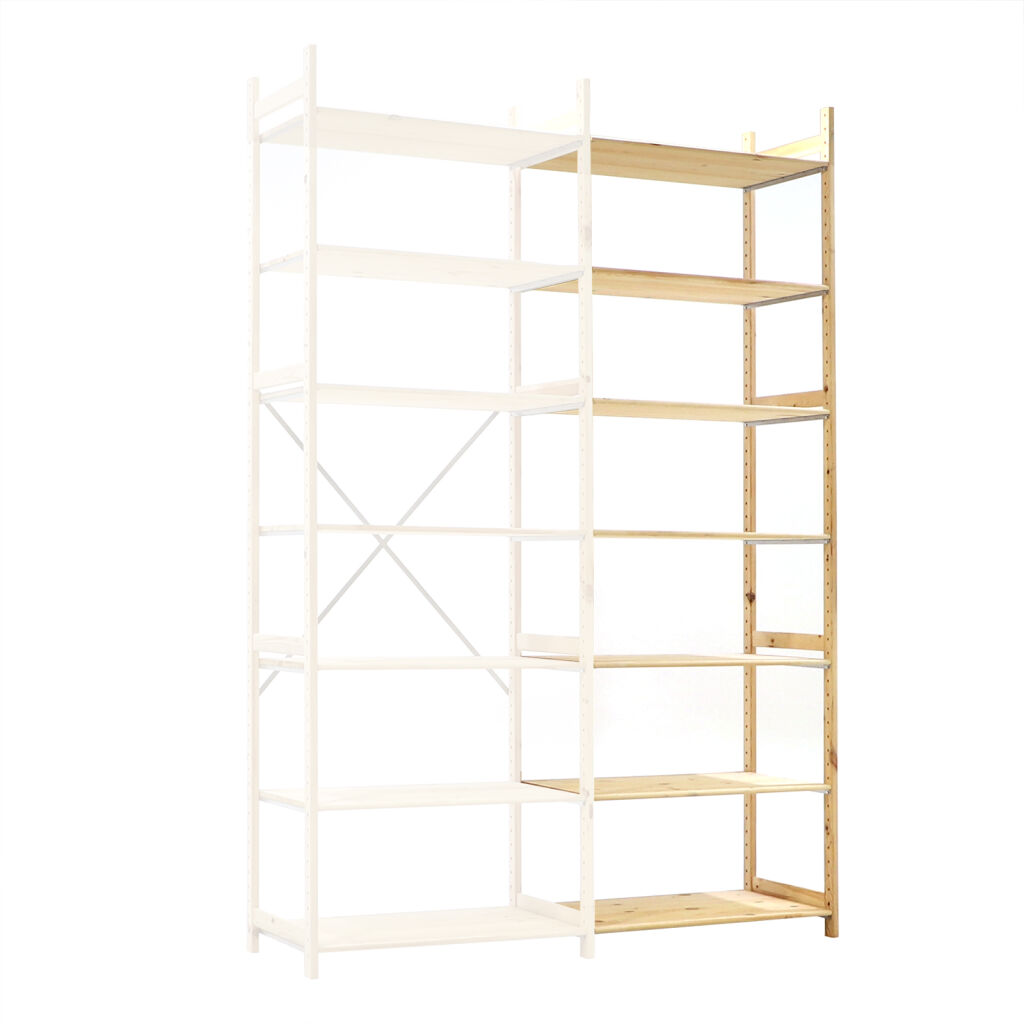 Houten stellingen aanbouwsectie