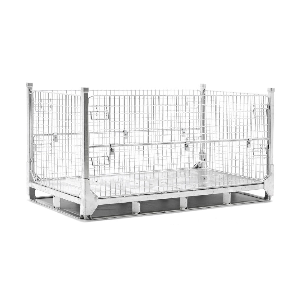 Offres de caisse grillagée gerbable et pliable clapet simple à double face