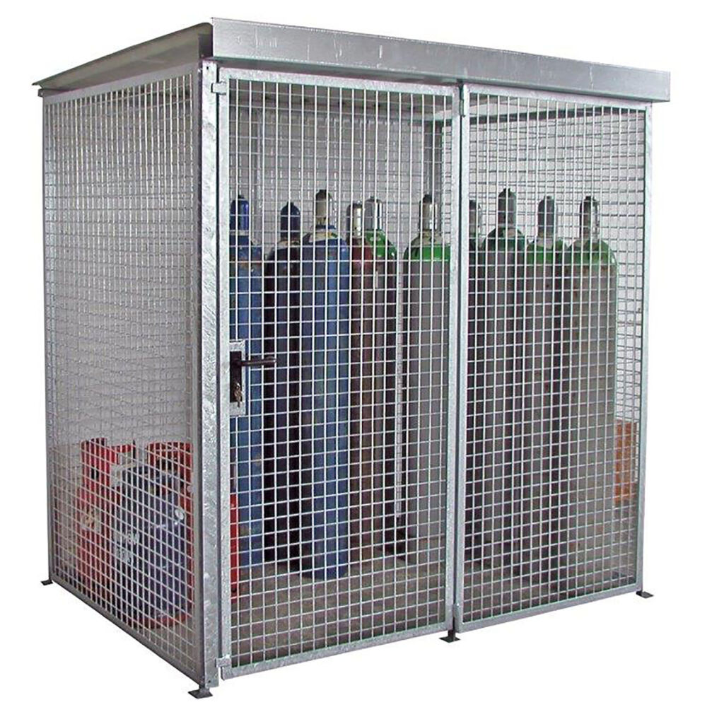 Gasflaschenlagerung Depot mit Dach für 48 Gasflaschen ø230 mm 