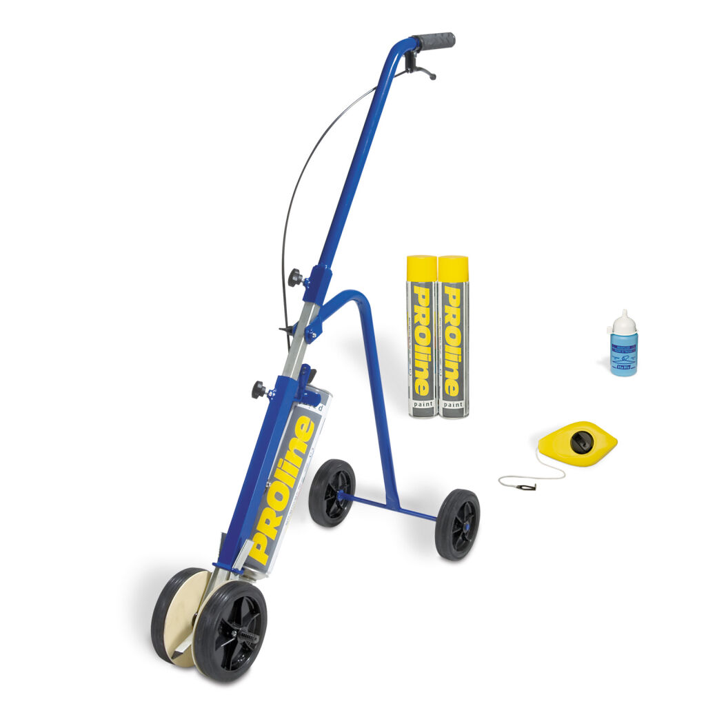 Vloermarkering en tape markeertrolley inclusief 2 patronen (wit) en slaglijnmolen