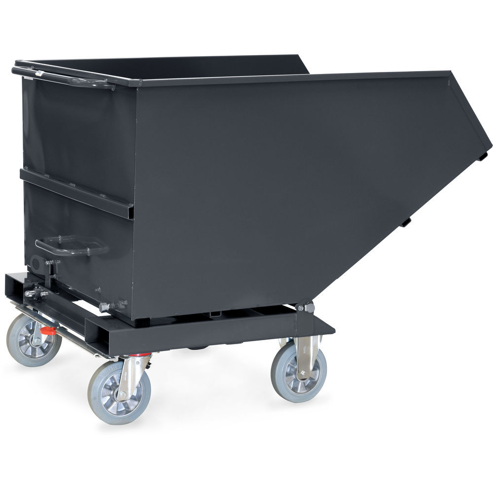 Automatic tilting container on wheels standard