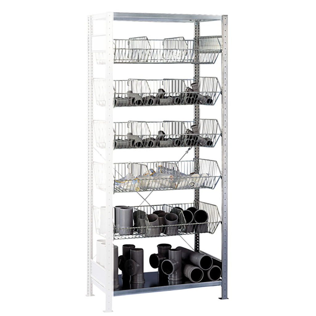 Rayonnage à tablettes support en fil métallique section de construction