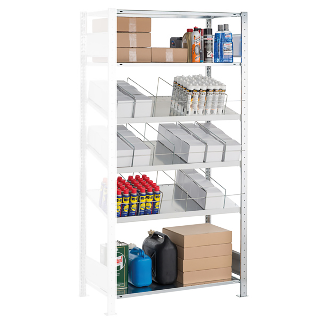 Static shelving rack 55 slanted shelving unit extension section