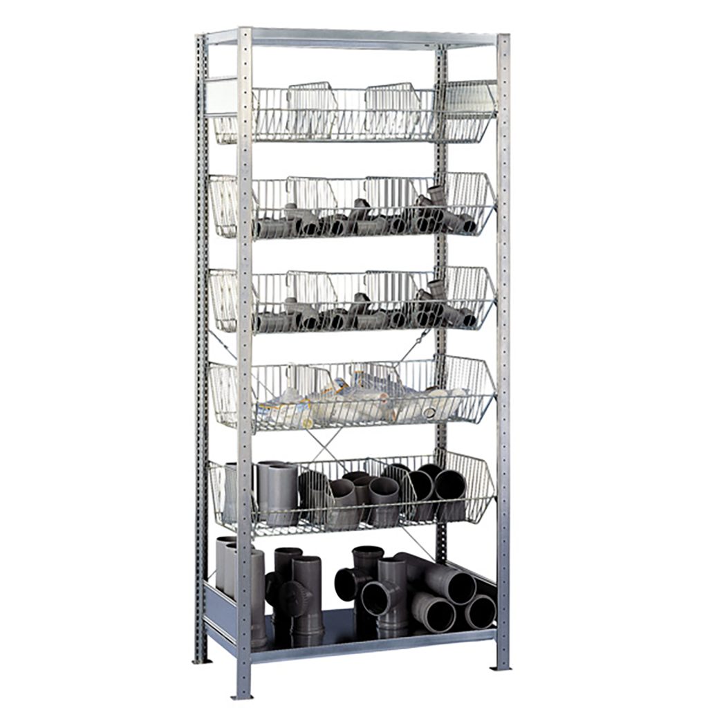 Static shelving rack 55 wire basket rack start section
