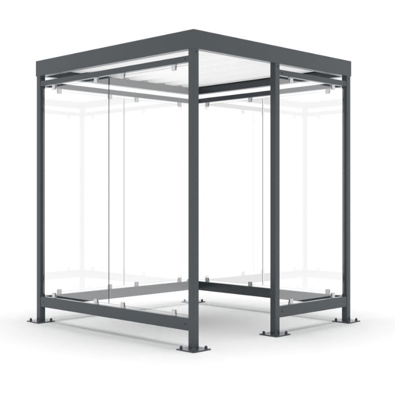 Overkappingen buitencabine met glaswanden
