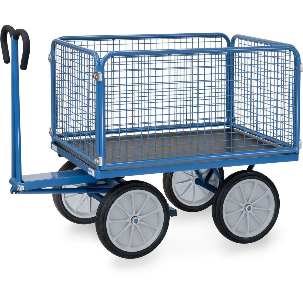 Transport trolley Fetra hand truck with 4 walls, of wire mesh