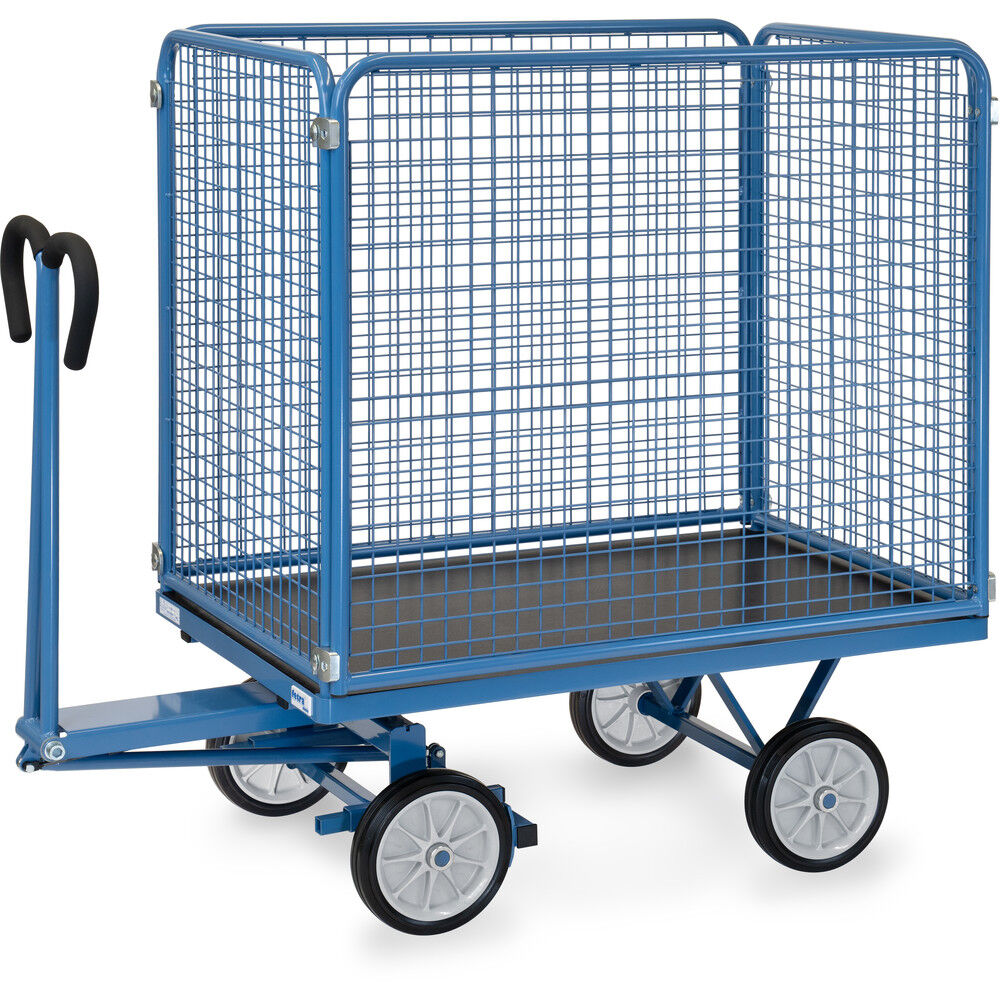 Industrie aanhanger Fetra handtrekwagen met 4 wanden, van draadgaas