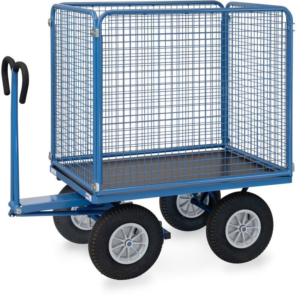 Industrie aanhanger Fetra handtrekwagen met 4 wanden, van draadgaas