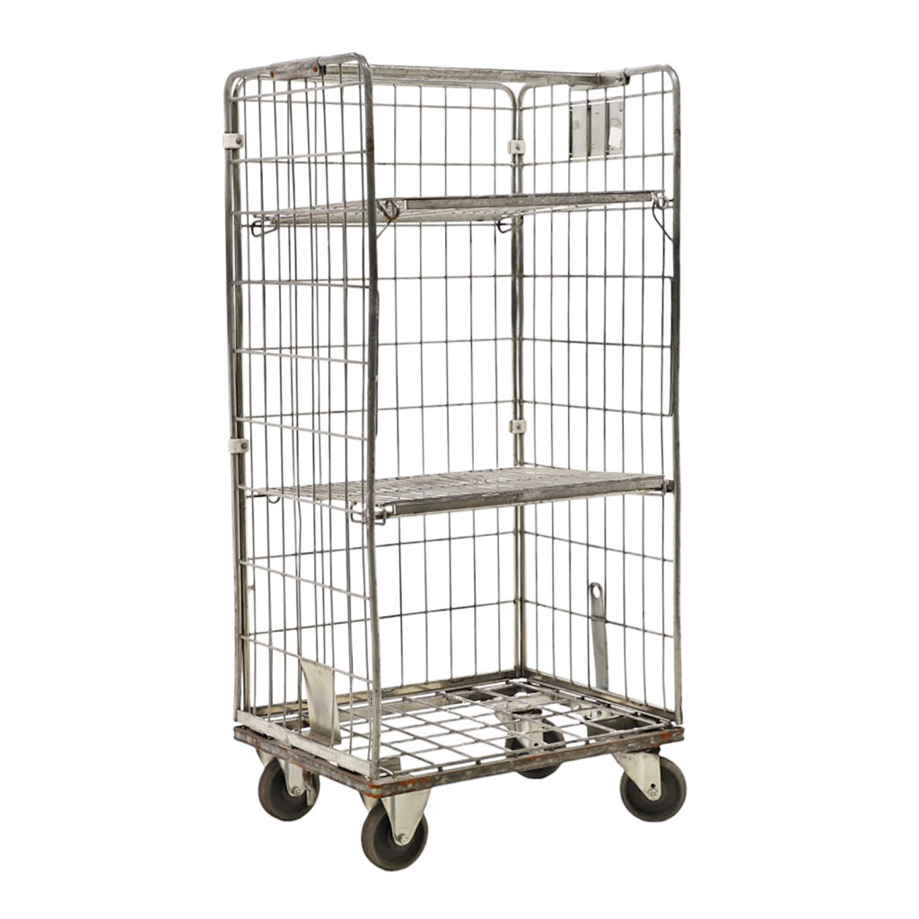 Roll conteneur occasion Conteneur mobile pour les laveries avec 2 étagères Occasion