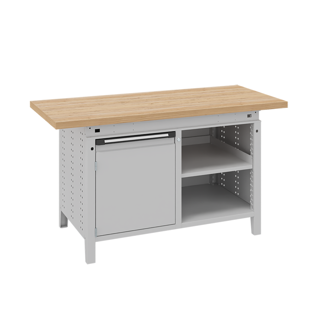 Workbenches with 1 cabinet and 1 shelf