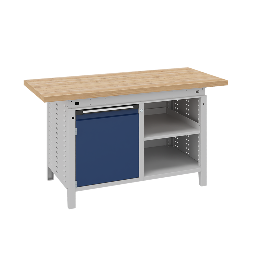 Workbenches with 1 cabinet and 1 shelf