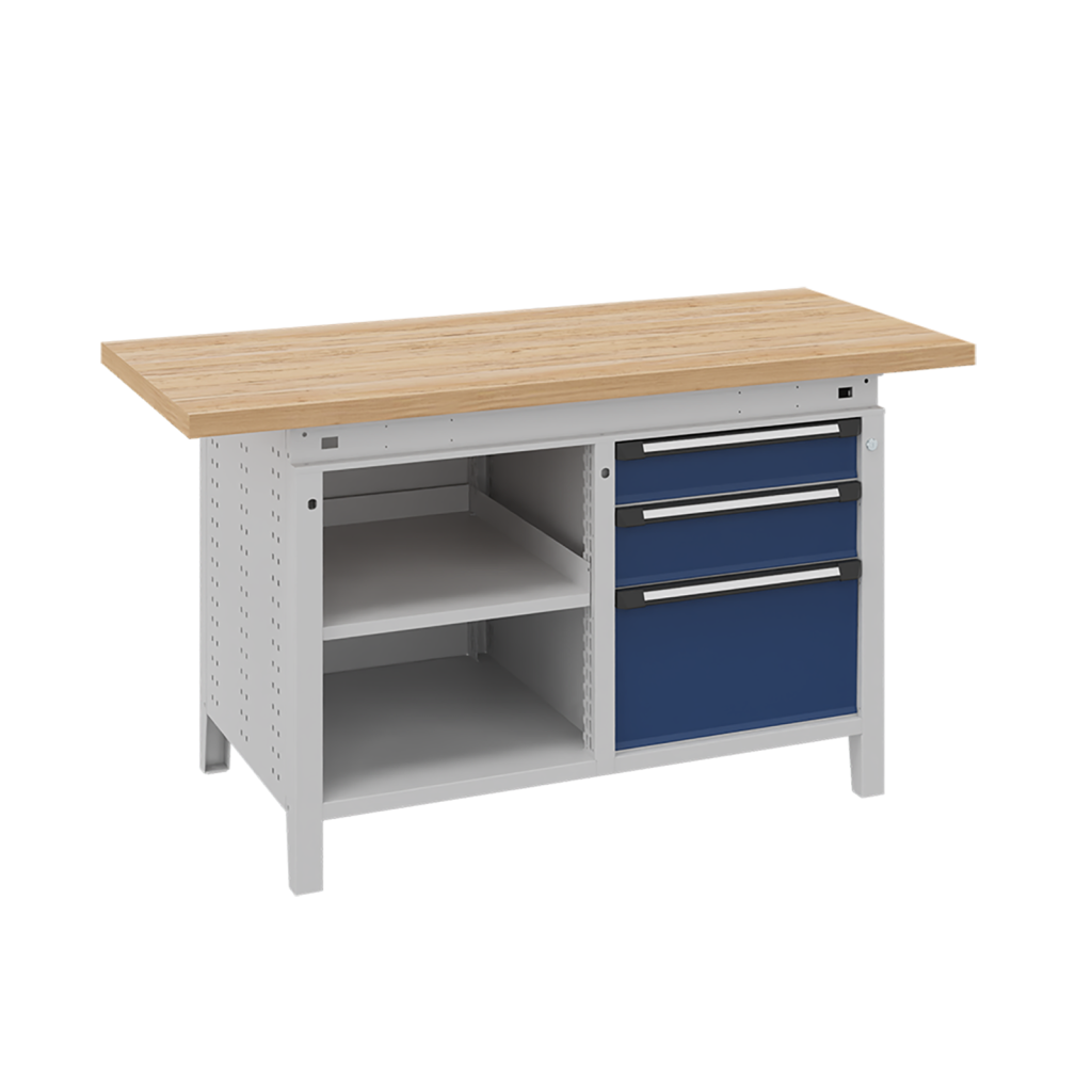 Workbenches with 3 drawers and 1 shelve