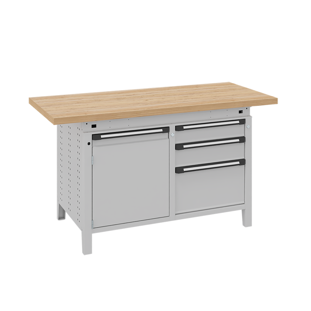 Werkbänke Arbeitstisch mit 1 Schrank und 3 Schubladen