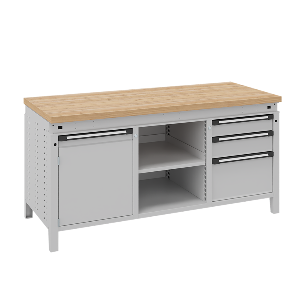 Workbenches with 1 cabinet, 3 drawers, and 1 shelf