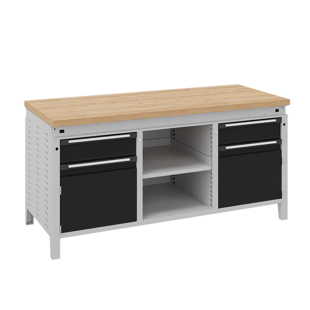 Etablis table de travail avec 2 armoires, 2 tiroirs et 1 étagère