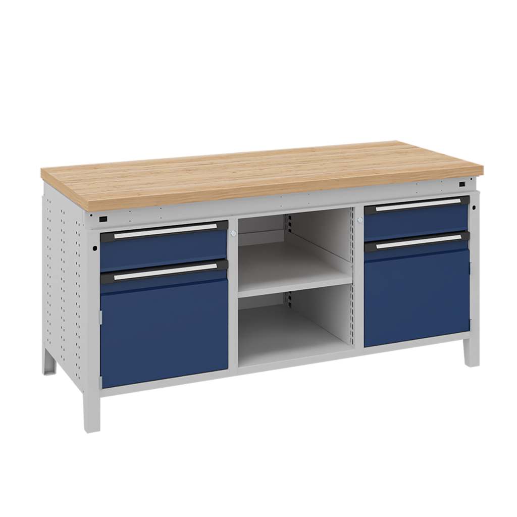 Etablis table de travail avec 2 armoires, 2 tiroirs et 1 étagère