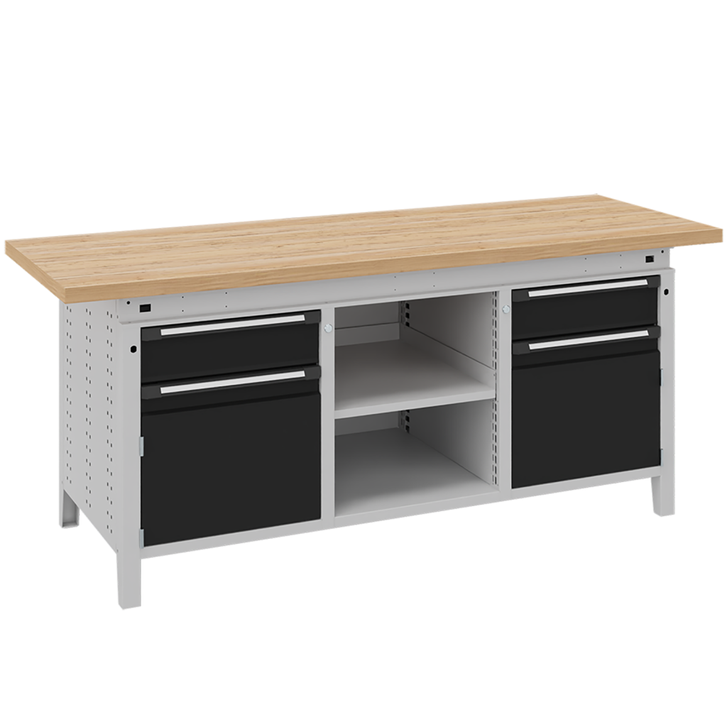 Etablis table de travail avec 2 armoires, 2 tiroirs et 1 étagère