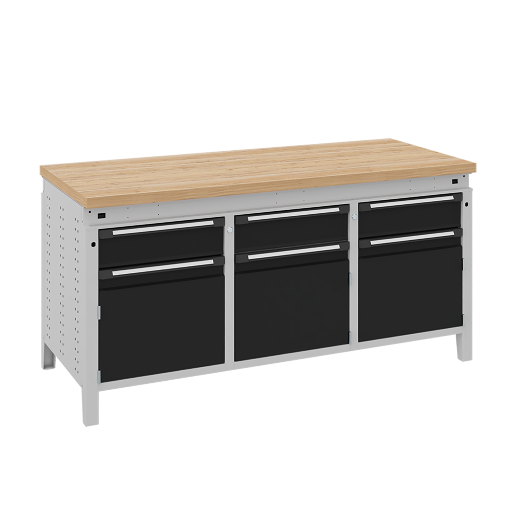 Etablis table de travail avec 3 tiroirs et 3 armoires