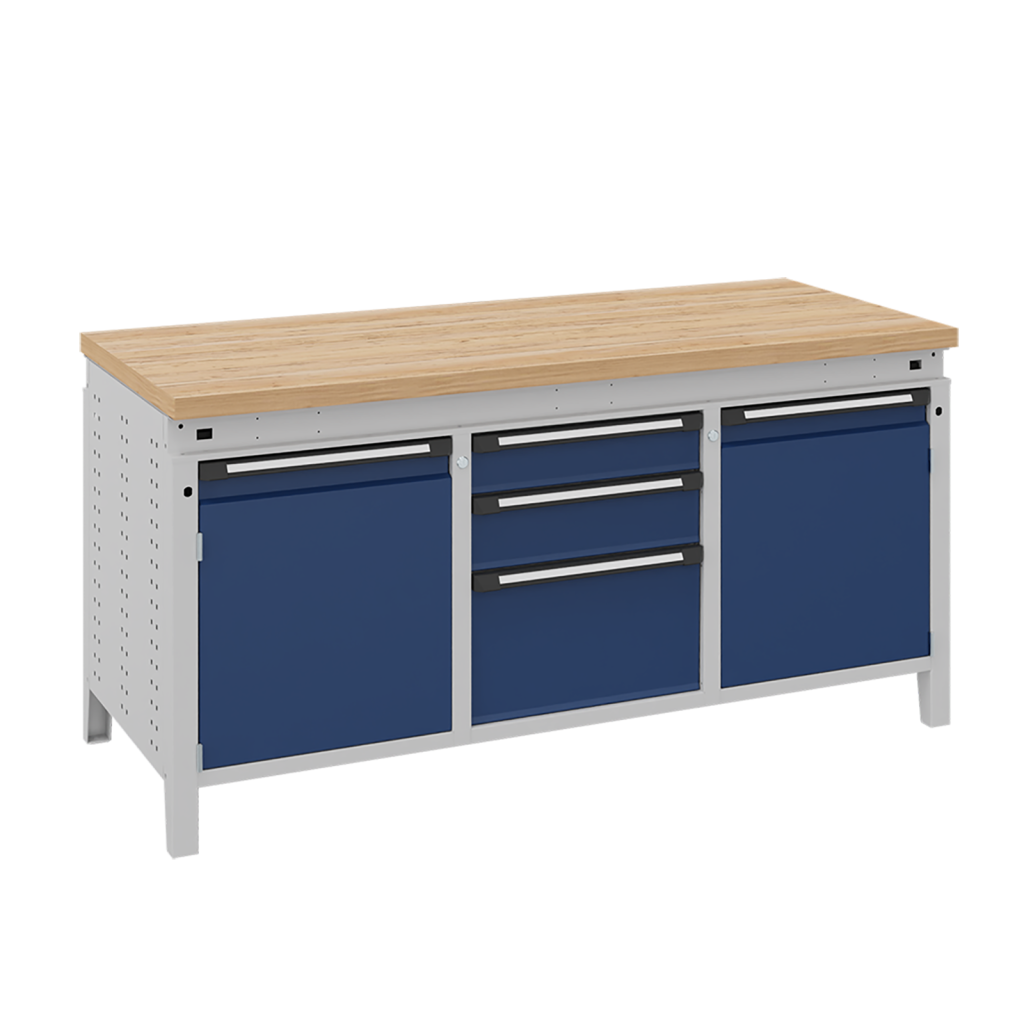 Etablis table de travail avec 3 tiroirs et 2 armoires