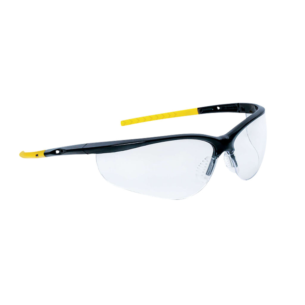 Protective eyewear safety glasses with temples
