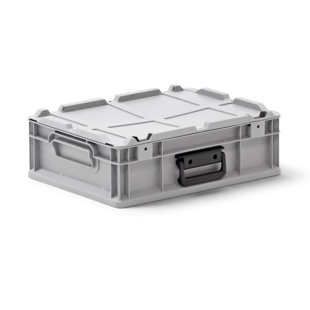 Valise en plastique conforme à la norme Euronorm 400 x 300 x 135 mm – 11 litres – couvercle à charnières démontable