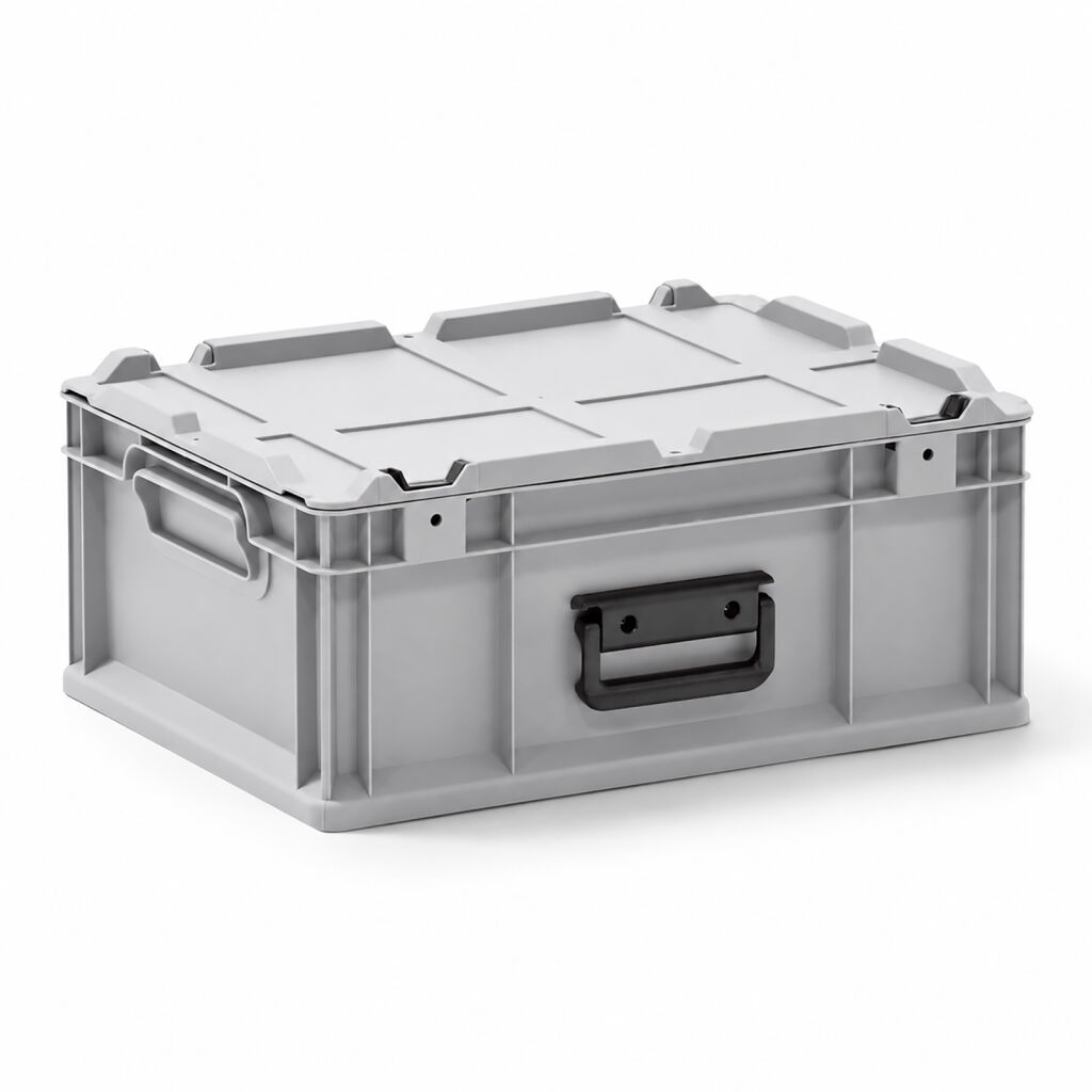 Valise en plastique conforme à la norme Euronorm 400 x 300 x 185 mm – 16 litres – couvercle à charnières démontable