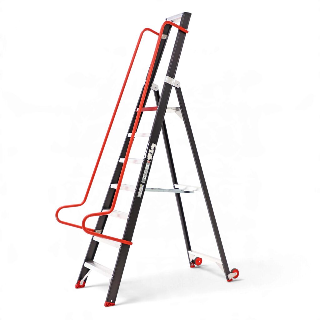 Gebrauchte Industrietreppe einseitig begehbar, 7 Stufen inkl. plattform