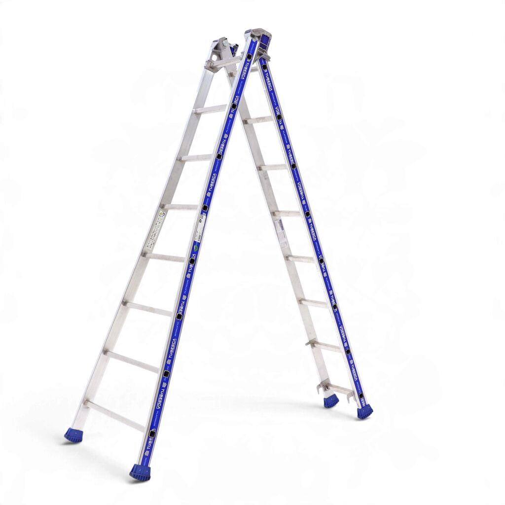 Escalier pour rayonnage echelle transformable 2-pièces connecté, 2x8 marchepieds Occasion