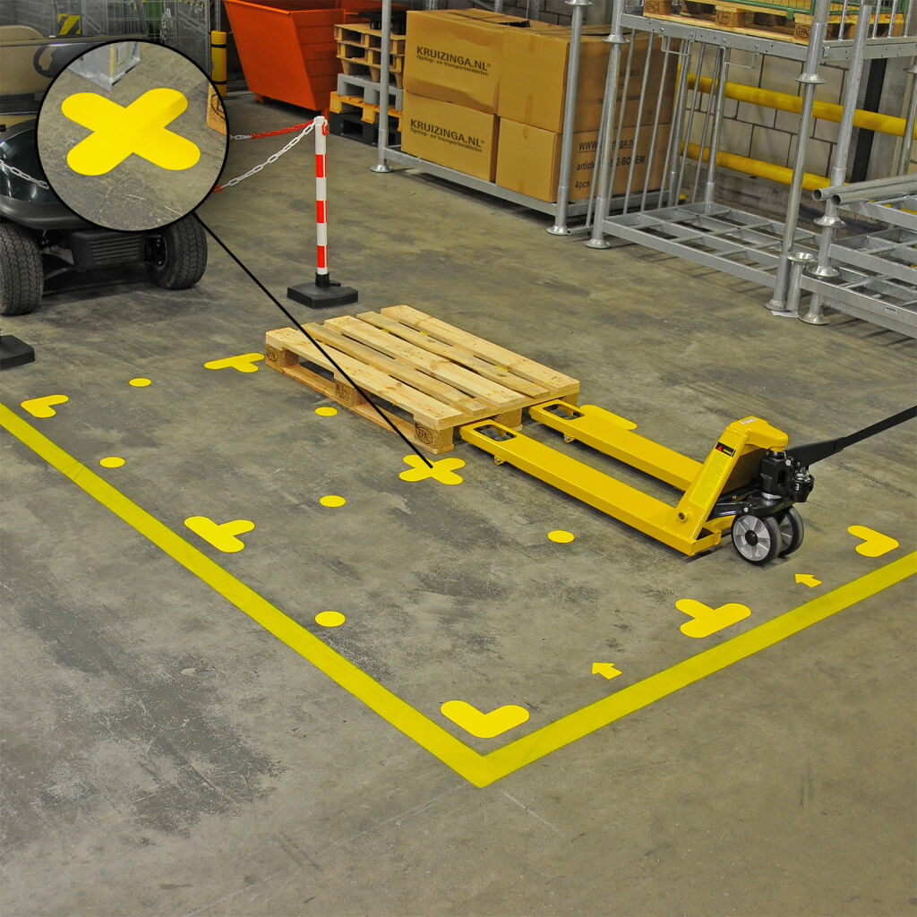 Bodenmarkierung und Markierungsbänder Fußbodenmarkierung X-Form