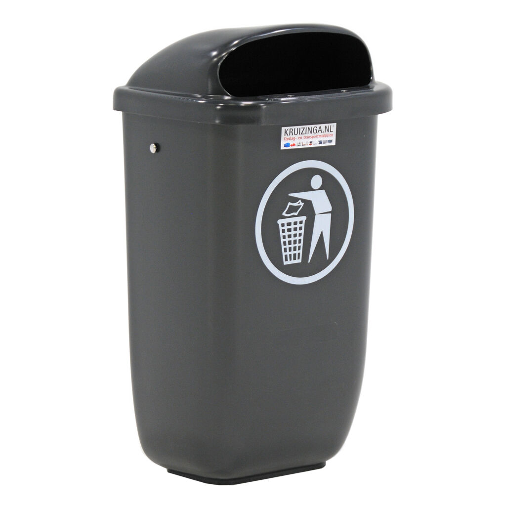 Outdoor waste bins with pin post mounted plastic waste bin lid with insertion opening