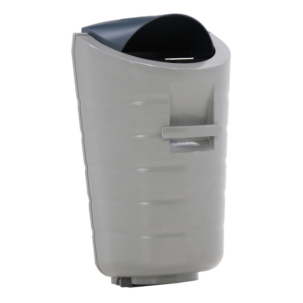 Outdoor waste bins with pin post mounted polyester waste pin with insertion opening