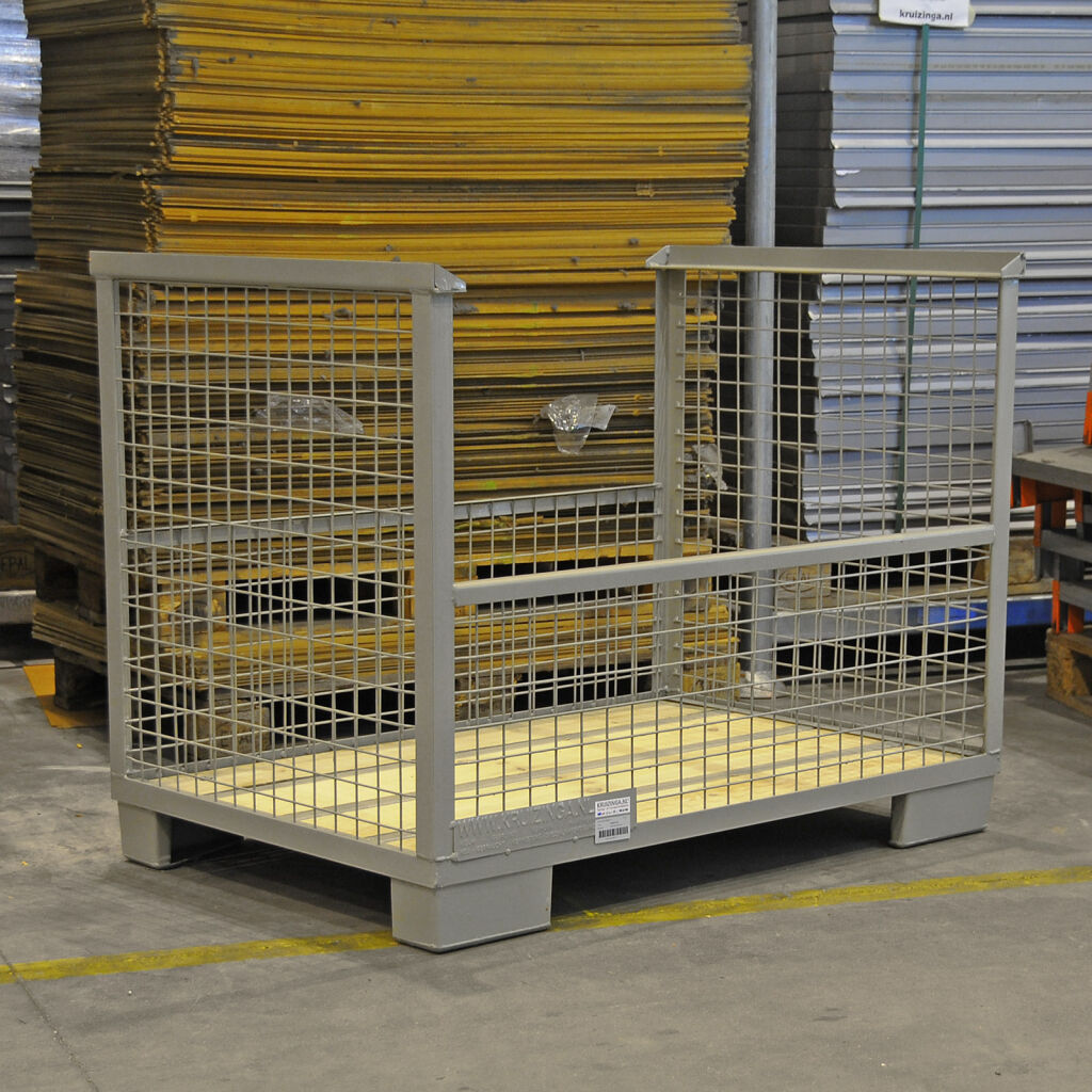 Gaascontainer vaste constructie gitterbox vaste constructie twee zijdes half open
