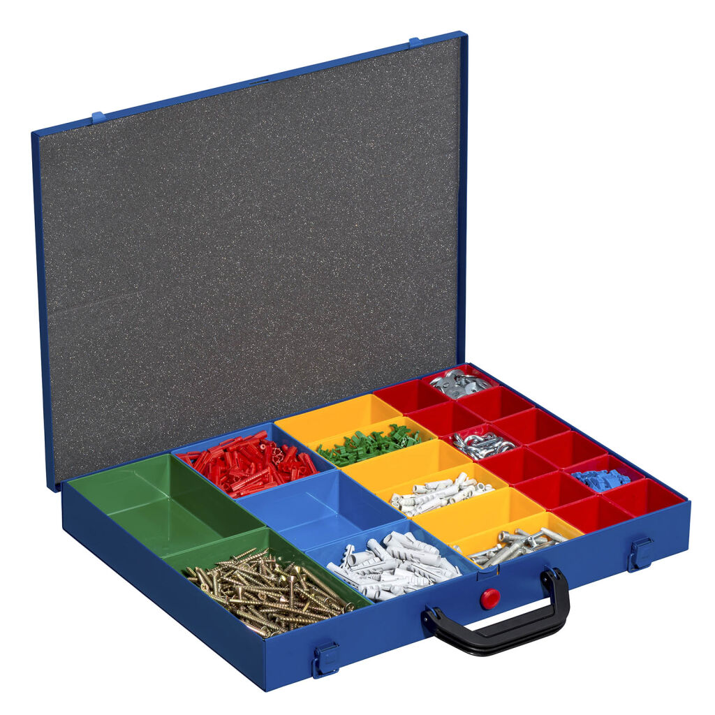 Transport case assortment case with 23 insert bins