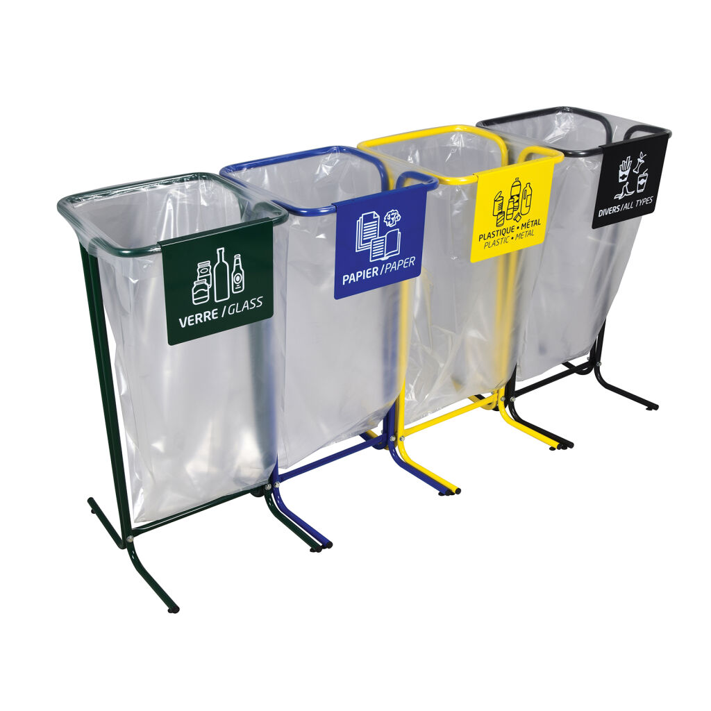 Containers poubelle verre - signalétique recyclage et poubelles