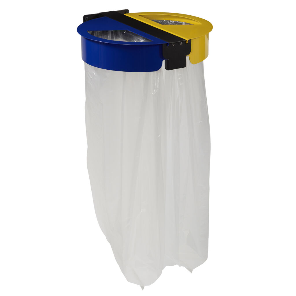 Waste sackholder waste bag holder with 2 compartments and wall fixing